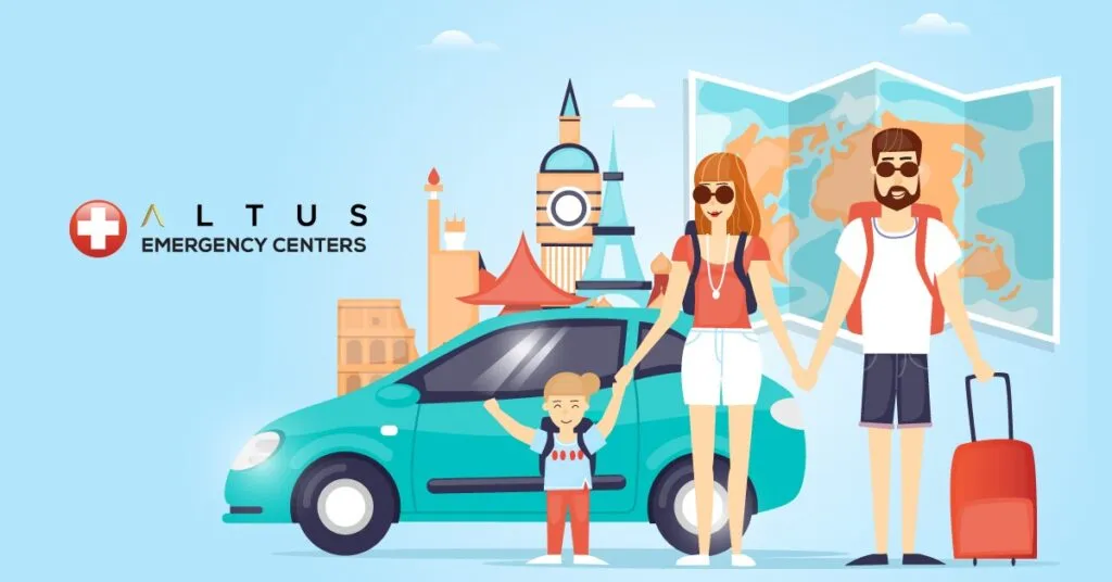 cartoon family traveling