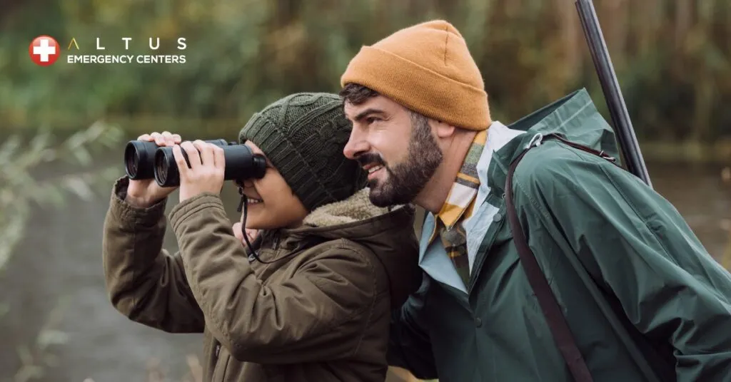 father and child hunting