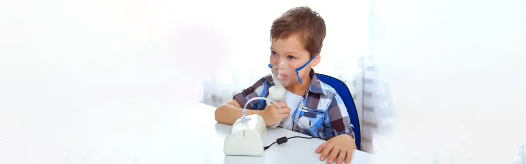 child with breathing mask