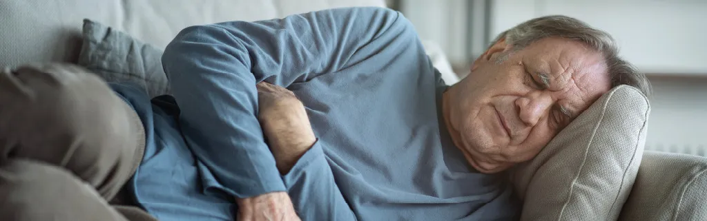 man with stomach pain