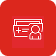 A white icon featuring a medical folder with a person profile on a red background, symbolizing Patient Health Records (PHR), medical history management, and the secure storage of personal health information.
