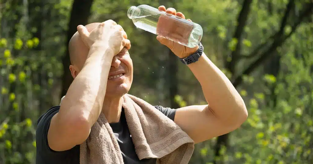 Dehydration causes headaches outdoor heat exhaustion.
