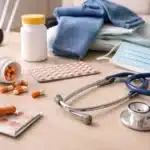 Blood clots in human lungs medical model on light background.