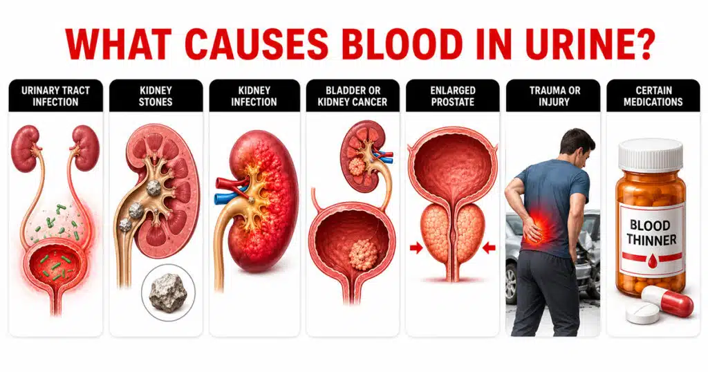 Causes of blood in urine infographic